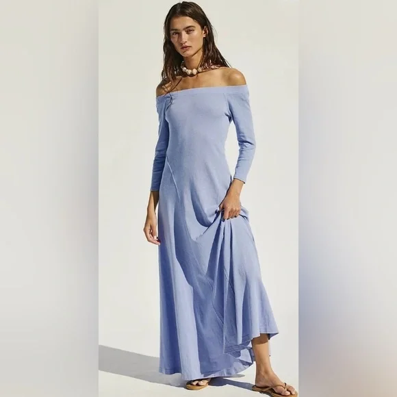 Free People Carrie Midi Dress in Blue Heron NWT Size Medium - Picture 1 of 7